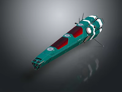 Green Mechanical Device With Red Panels And Circular Components On Support Structures 3d model