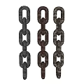 Three Metal Chains with Different Rust Levels on Dark Background 3d model