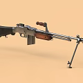 Vintage Military Rifle With Tripod Stand Wooden Stock And Metal Barrel