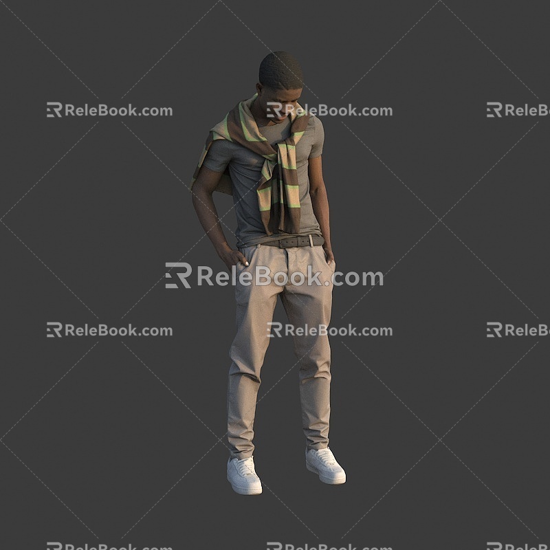 Men wearing scarves young men 3d model