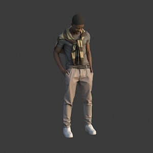 Men wearing scarves young men 3d model