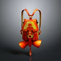 Stylish Orange And Yellow Backpack With Decorative Pattern Ring Buckle And Tassel Details