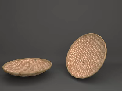 Handwoven Oval Baskets Set of Two with Flat and Tilted Positions for Home Decor 3d model
