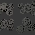 Mechanical Gear Assortment With Various Sizes Different Shapes And Interconnected Metal Cogs 3d model