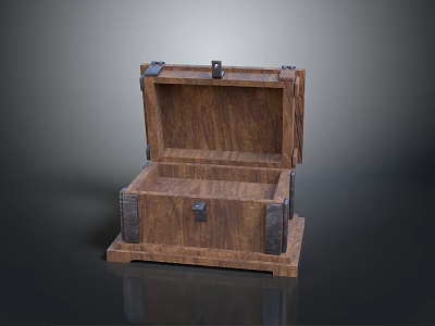 Rustic Wooden Sideboard With Open Top And Metal Hardware For Home Dining Room 3d model