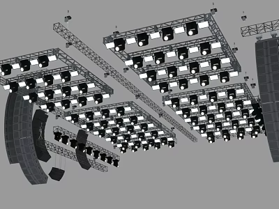 Professional Commercial Stage Lighting And Sound Equipment With Truss System Setup 3d model