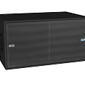 Professional Large Black Speaker Audio System With Grid Front Panel And Brand Logo