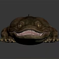 Realistic 3D Model Of Red Brown Salamander Like Creature With Sharp Teeth And Prominent Eyes