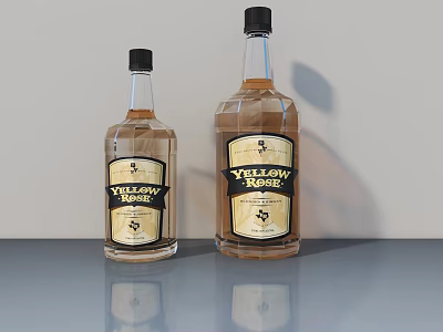 Yellow Tail Wine Two Different Size Bottles On Gray Tabletop White Background 3d model