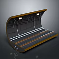 Curved Equipment Platform With Wooden Top Built-in Lighting And Metal Structure