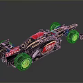 Renault Formula Race Car Black Red Gold Livery With Clear Total ESPN Logos Streamlined Design