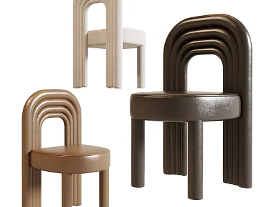 Modern Stylish Accent Chairs with Curved Striped Backrests and Neutral Tones in Contemporary Design 3d model