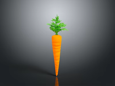 Orange Carrot With Green Leafy Tops Isolated On Dark Background With Glossy Surface And Reflection 3d model