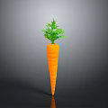 Orange Carrot With Green Leafy Tops Isolated On Dark Background With Glossy Surface And Reflection