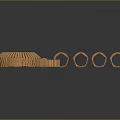Orange Wooden Household Items With Curved Wavy Strip And Tubular Designs