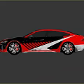 Audi Sport Sports Car With Black Red Stripe Design And Aerodynamic Body