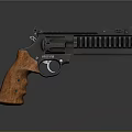 Classic Revolver Firearm With Wooden Grip And Metal Cylinder Barrel Design