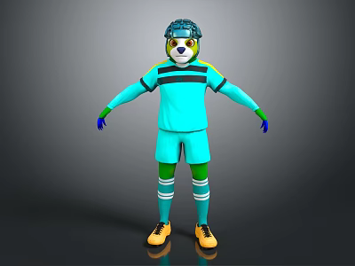 Cartoon Bear Game Movie Character Wearing Blue Sports Jersey Green Shorts And Helmet 3d model
