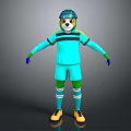 Cartoon Bear Game Movie Character Wearing Blue Sports Jersey Green Shorts And Helmet