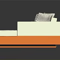 Stylish L Shaped Sofa In White And Orange With Multiple Decorative Cushions