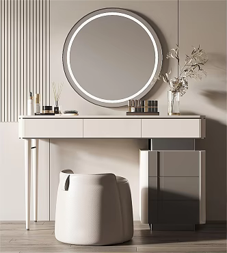 Modern Dressing Table Makeup Stool Combination 3d model