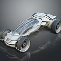 Futuristic Silver Concept Car With Transparent Cockpit And Large Wheels Design