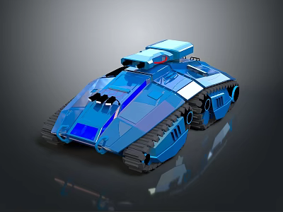 Blue Futuristic Tank 3D Concept Art With Sci Fi Style 3d model