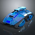 Blue Futuristic Tank 3D Concept Art With Sci Fi Style 3d model