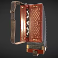 Vintage Wooden Accordion Musical Instrument With Retro Bellows And Handheld Keys Design
