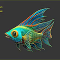Vibrant Colored Aquatic Animal With Colorful Fins And Large Eyes