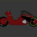 Sleek Red Motorcycle Featuring Black Accents Green Wheel Rims And Futuristic Design