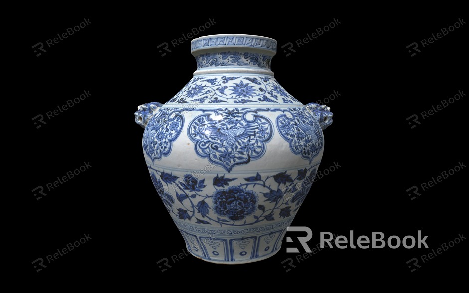 Chinese Ceramic Utensils Porcelain Pot Blue and White Porcelain model