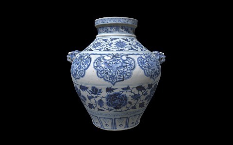 Chinese Ceramic Utensils Porcelain Pot Blue and White Porcelain 3d model