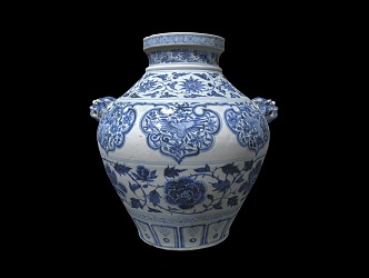 Chinese Ceramic Utensils Porcelain Pot Blue and White Porcelain 3d model