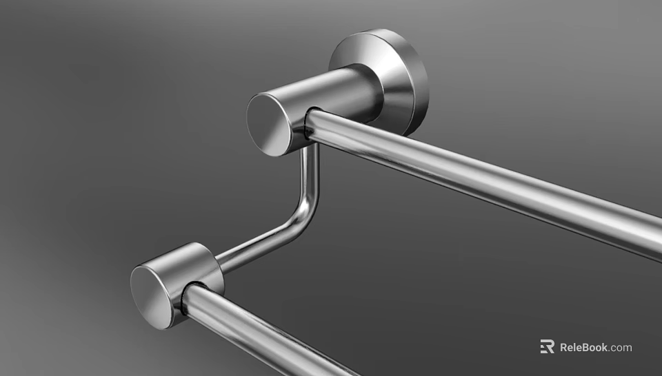 Modern Stainless Steel Double Towel Rail For Bathroom 3d model 