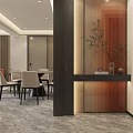 Modern Dining and Living Room Interior With Sofa Dining Table And Decorative Plant
