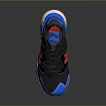 Stylish Black And Blue Sneakers With Red N Logo And Orange White Sole