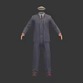 Headless Man in Pinstripe Suit Vest Tie and Hat on White Background