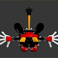 Stylish Game And Movie Character With Black Hair Yellow Ears Red Outfit White Spiked Decorations
