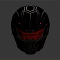 Futuristic Black Helmet With Red Glowing Accents And Geometric Patterns