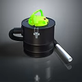 Efficient Black Computer Vacuum Cleaner Featuring Green Top And White Cleaning Tube 3d model