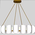 Elegant Modern Chandelier With White Curved Shades And Gold Metal Hanging Rods For Interior
