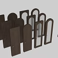 Wooden Hinged Doors With Arched Top And Glass Panel For Modern Home Interior