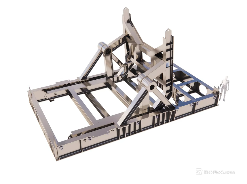 Industrial Metal Frame Structure With Support Beams And Mechanical Components 3d model 