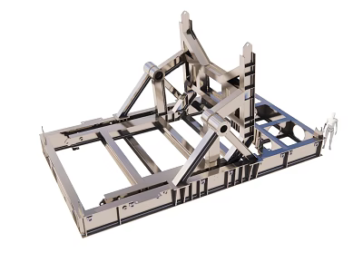 Industrial Metal Frame Structure With Support Beams And Mechanical Components 3d model