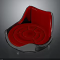 Modern Red Upholstered Chair Furniture With Stylish Silver Frame And Curved Design