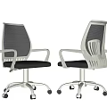 Modern Office Chair With White Frame Black Mesh Back Armrests And Rolling Casters