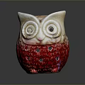 White And Red Owl Shaped Ceramic Decorative Figurine With Perforated Design