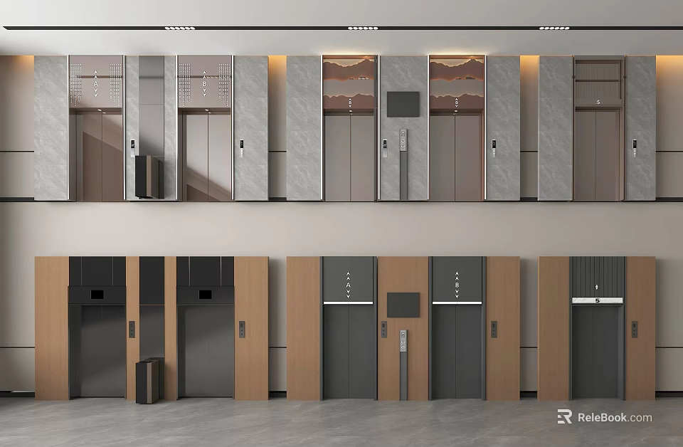 Modern Elevator Designs With Various Styles And Different Materials 3d model 