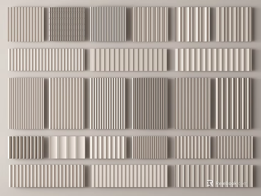 Various Wall Panel Designs With Diverse Textures And Neutral Tones 3d model 